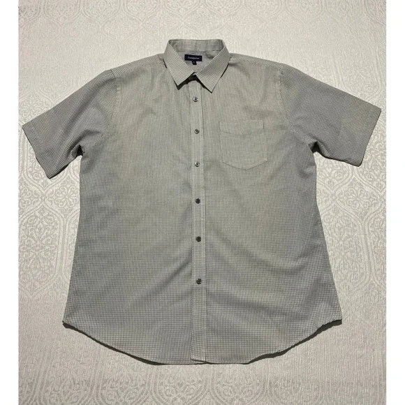 Croft & Barrow Mens Large‎ L Short Sleeve Button Down Shirt Gingham Pattern
