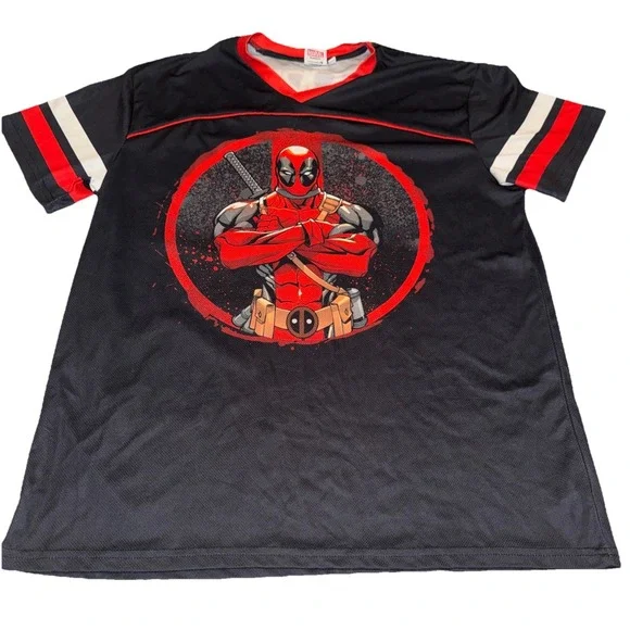 Deadpool Men's Graphic Soccer‎ Jersey Size Medium