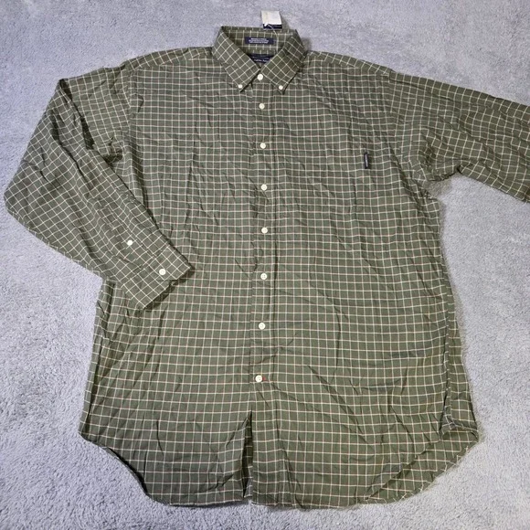 Daniel‎ Cremieux Mens Large Button Down Shirt Green Check Italian Fabric NWT