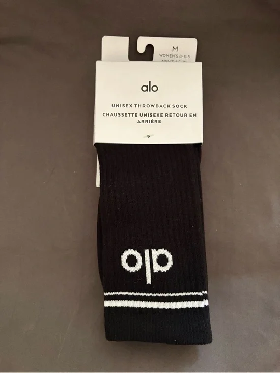 ALO Yoga Women's Throwback Socks - Black with White Stripes