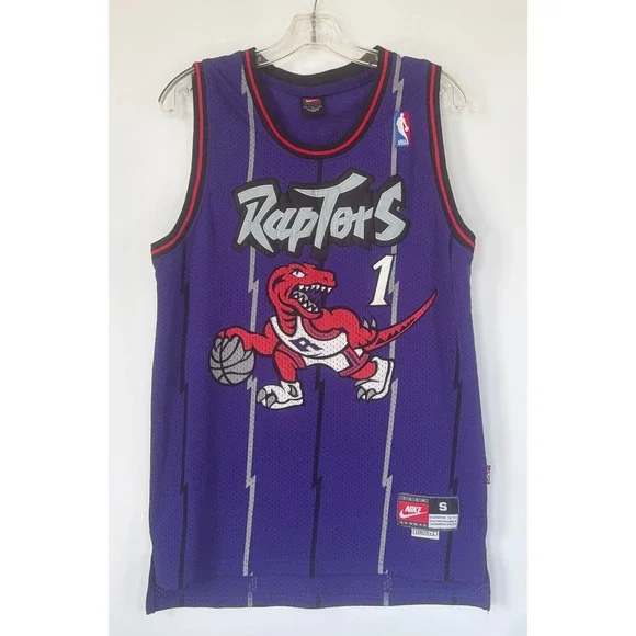 Nike Toronto Raptors Tracy McGrady 1 Jersey Purple Vintage Pinstripe Mens Small