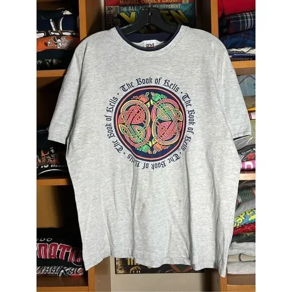 Vintage 90s The Book Of Kells Manuscript Art Tee