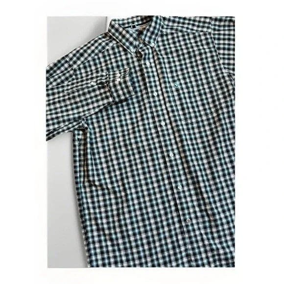 Ariat Pro Series Button Down Shirt Long Sleeve Plaid Cowboy‎ Western Wear Mens M