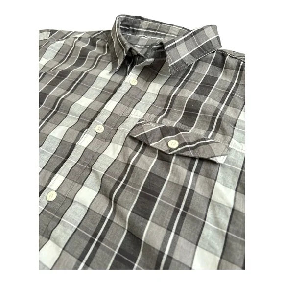 Mountain Hardwear‎ Shirt Men’s L Plaid Button Up Gray Hiking Workwear