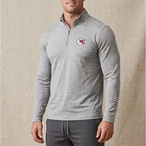 Kansas City Chiefs Antigua‎ 1/4 Zip Pullover Shirt Gray Men's M Gym Athleisure