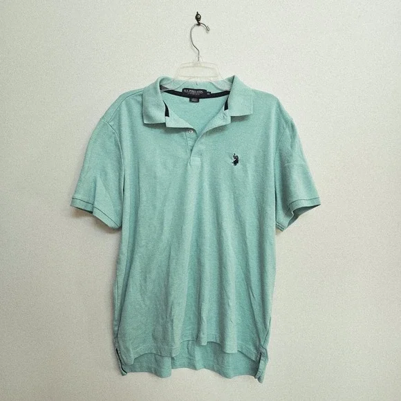 US Polo Assn Short Sleeve Polo Shirt Men's XL Luxury Feel Aqua Blue