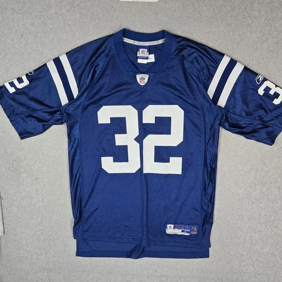 Indianapolis Colts Men Jersey L Blue Edgerrin James #32 Mesh Logo Football NFL