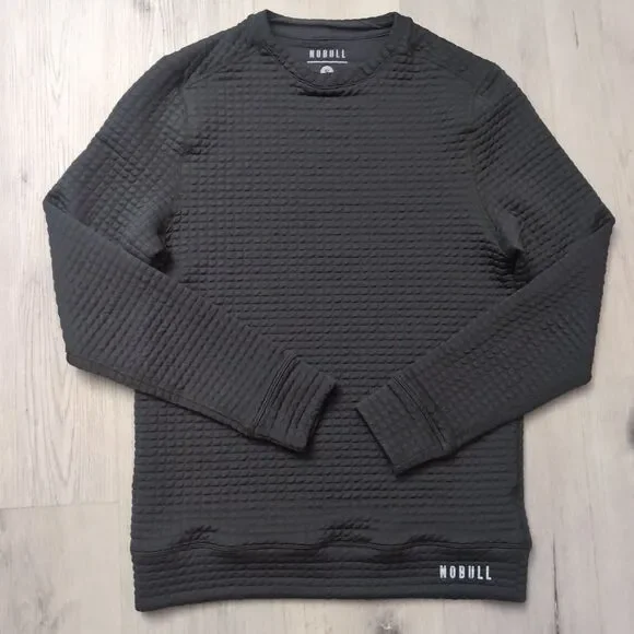 NOBULL Sweatshirt Mens Small Quilted Knit Waffle Texture Pullover Athletic