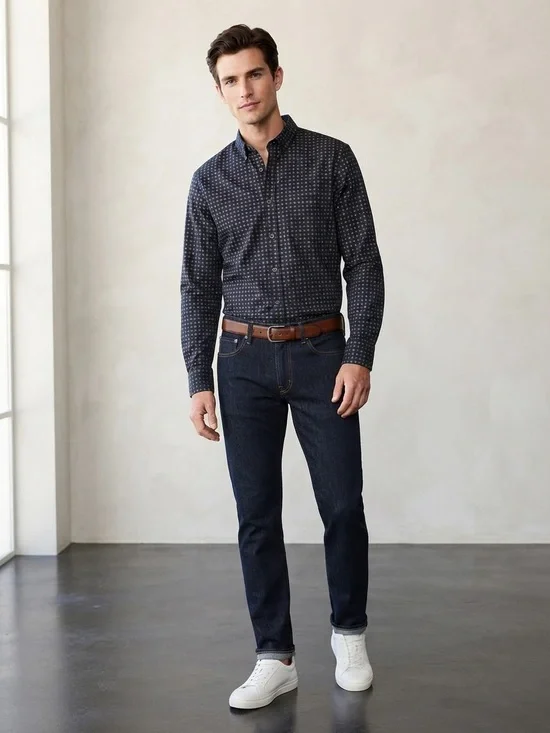 Ben Sherman Navy Microprint Button-Down Shirt