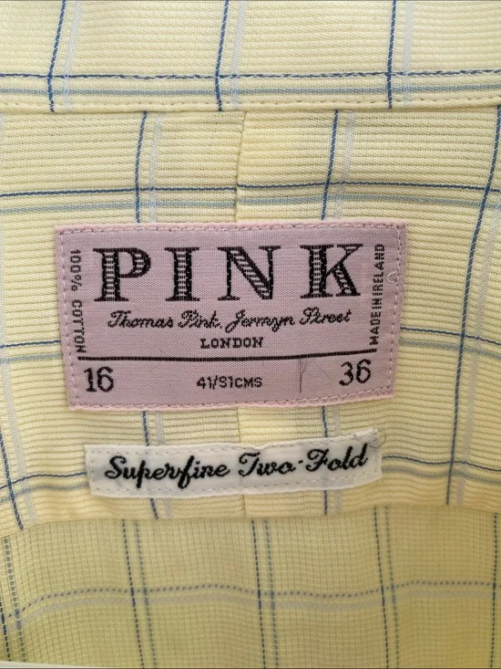 Thomas Pink Superfine Two Fold Cotton Window Pane French Cuff Dress Shirt 16 36