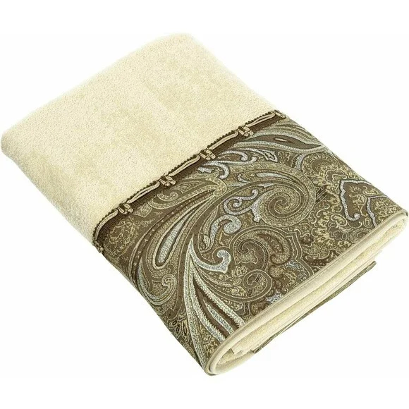 Avanti Bradford Fingertip Towel Bathroom Paisley Linen Beige 11x18