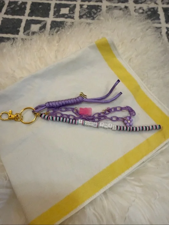 Purple Beaded Charm Keychain - Fun Women’s Accessory bag charm
