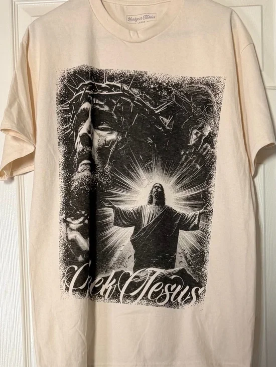 Vintage-Inspired Cream 'Christ Jesus' Graphic Tee