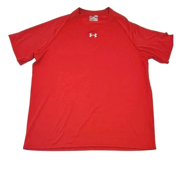 Under Armour Locker Shirt Men's XL UA Tech  Short Sleeve HeatGear Red