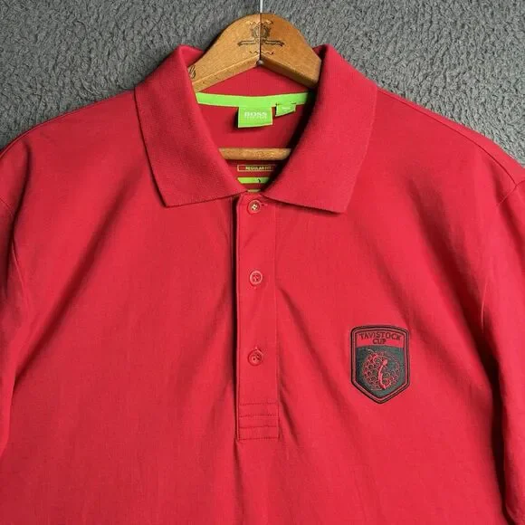 Hugo Boss Polo Shirt Mens Large Tavistock Cup Champions Red Lightweight