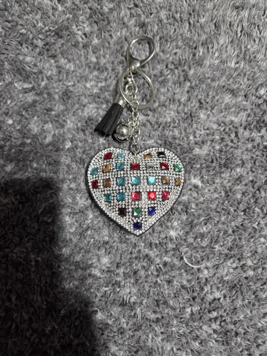 Multicolor Crystal Heart Keychain Charm