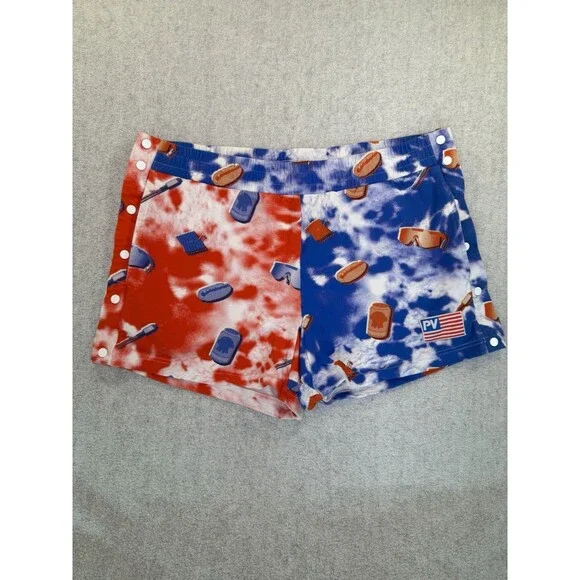 Pit Viper Shorts Men's XL Red White Blue Tie-Dye USA Tear-away BBQ