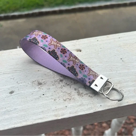 Handmade Purple Spooky Cookies Keychain Wristlet
