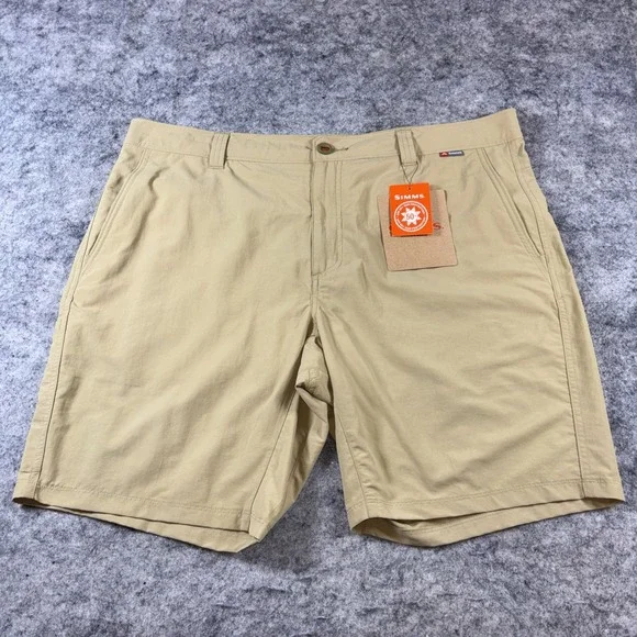 Simms Fishing Superlight Shorts Men's 40‎ Cork Tan Stretch Waist Golf UPF 50