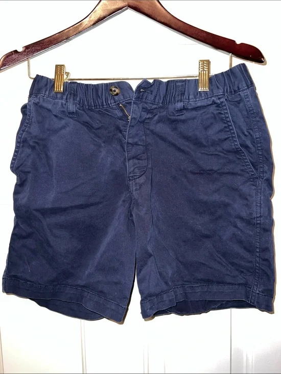 Men's Flat Front Navy Casual Shorts with Elastic Waist 7 inch