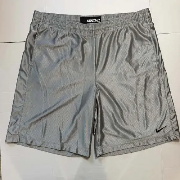 Vintage Nike Basketball Shorts Silver Dazzle Shiny Mens XXL Y2K Baggy