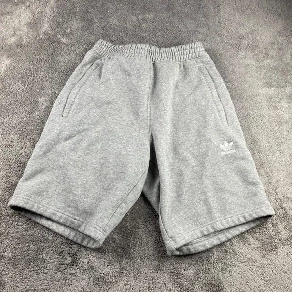 Adidas Originals Essential Trefoil Shorts Zip Pockets Mens Small Gray Fleece
