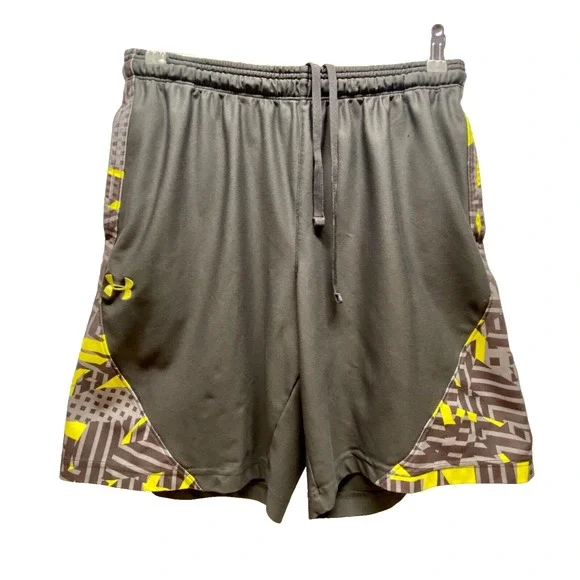 Under Armour Activewear Shorts Men's Medium Grey Neon Yellow 9