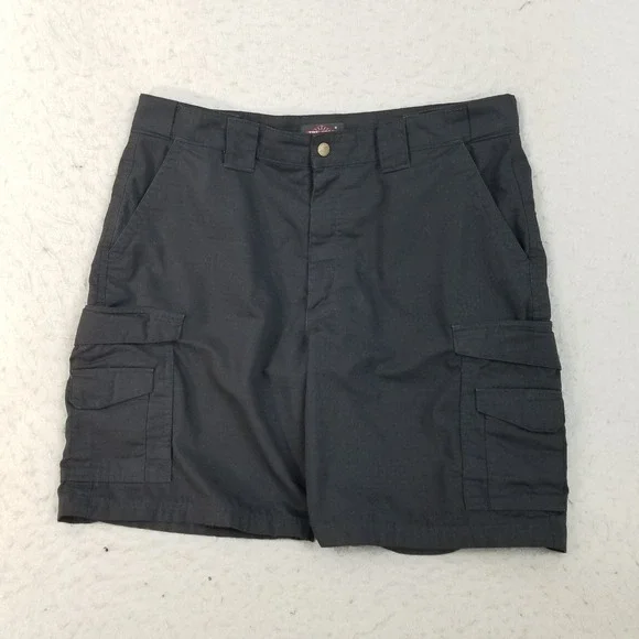 TRU-SPEC Cargo Shorts Men 38 Black Tactical Heavy Duty Canvas Stretch Waistband