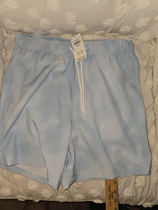 Hollister Men's Pale Blue Elastic Waist Swim Shorts