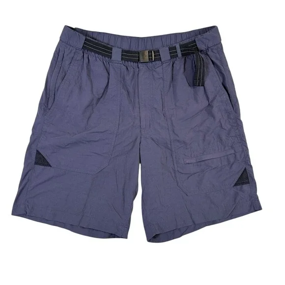 LL Bean Mens Hiking Shorts Gray Blue Nylon Mesh Lined Belted Outdoor 274658