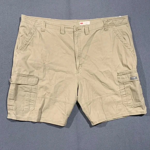 Wrangler Cargo Shorts Men 48 Relaxed Fit Khaki Stretch Cotton Utility