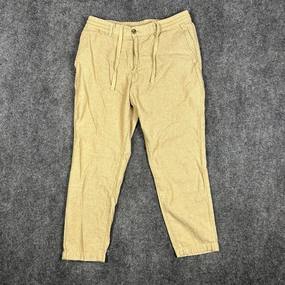 Banana Republic Heritage Linen Blend Pants Men 32x30 Drawstring Button Fly Beach