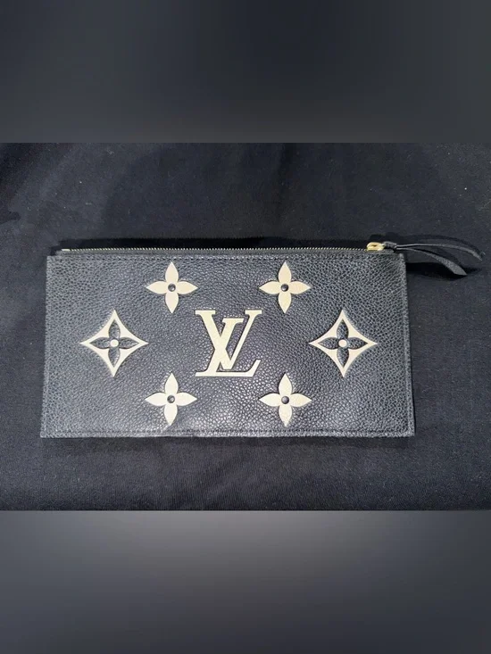 Louis Vuitton Black Pouch with Cream Monogram Accents