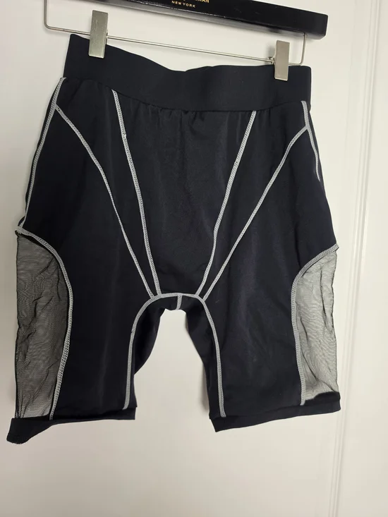 MIM Active Studios Black Mesh Panel Biker Shorts M/L Techwear Activewear