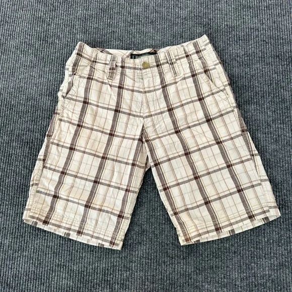 Old Navy Men's Brown Plaid Loose Fit Cotton Shorts Size 30 – 11