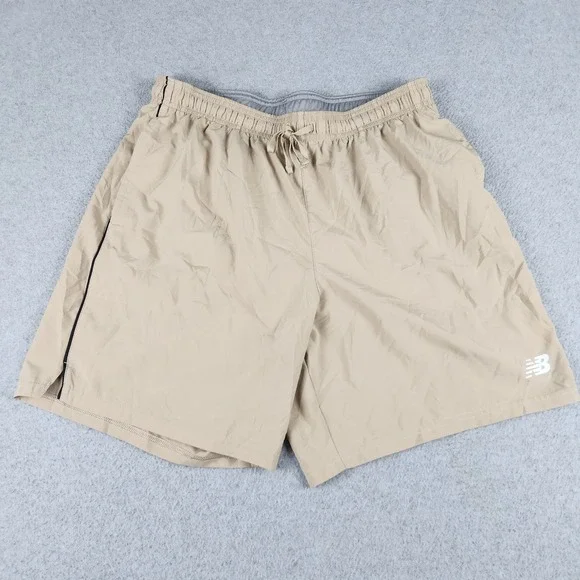New Balance Shorts Mens Small‎ Tan Athletic Running Training Lined Elastic Waist