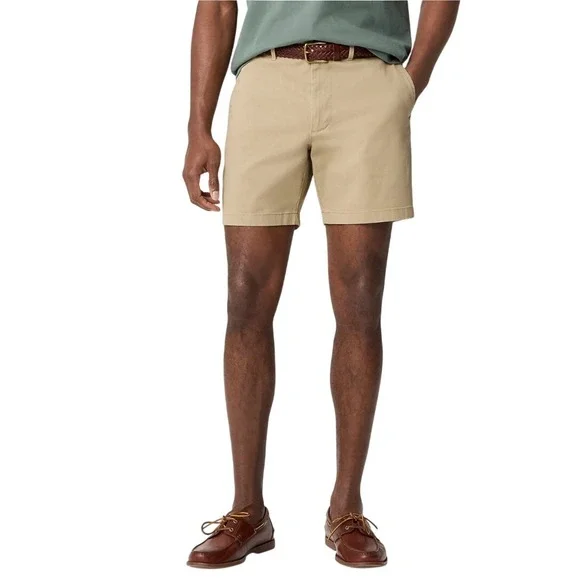 J.Crew Mens Original Chino Shorts Khaki Tan Size 33 Cotton Stretch NWOT $80