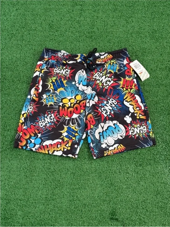 Men's Comic-Print jogger Shorts in Black Multi