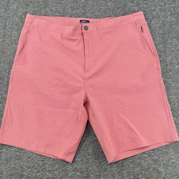 Johnnie-O Hybrid Golf Shorts Mens Size 38 Coral Pink Stretch Zip Pocket