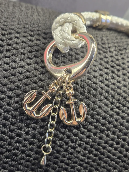 Nautical Anchor Charm Key & Card Holder - Gold and White