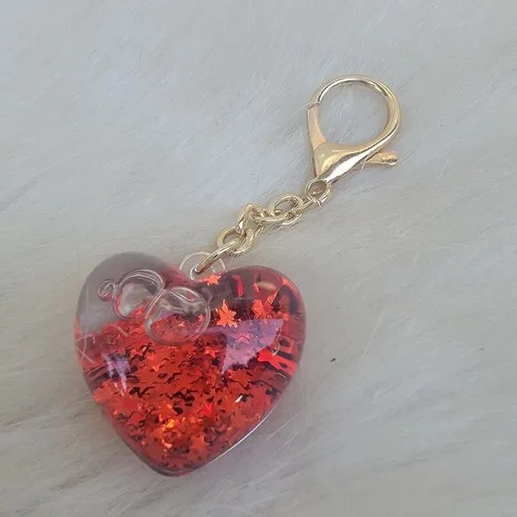 Red  Puffed Heart Keychain  Bag Charm