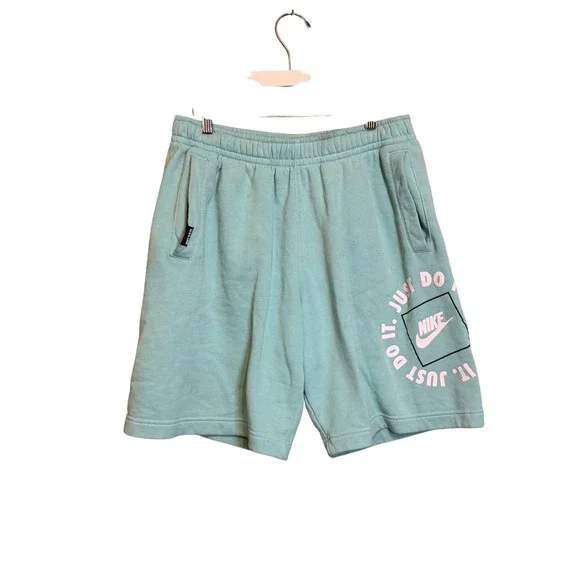 Nike Mens Just Do It Fleece Shorts Light Aqua Blue Small