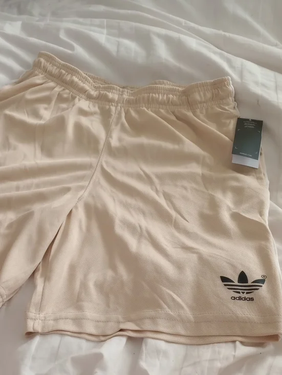 NWT ADIDAS Light Gold Athletic Training Shorts with Trefoil Logo