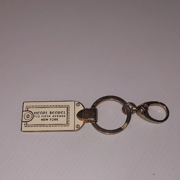 Henri Bendel Gold and White Tag Keychain.Rare Find