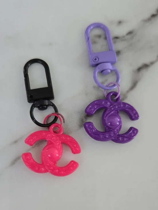 Pink and Purple Kids Charm Keychain Set