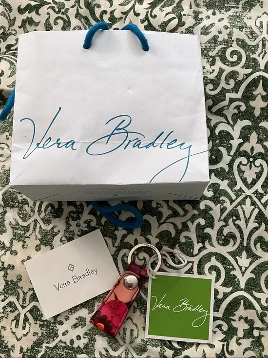 Vera Bradley Purple Teal Patterned Key & Card Holder Key Fob. New