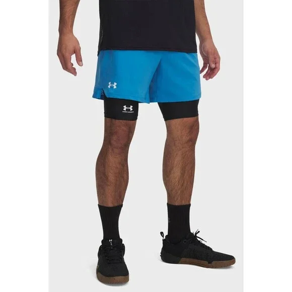 Under Armour Vanish Shorts Men's Blue Woven Stretch Elastic Waist Active JAX53
