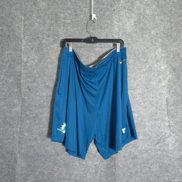 Nike Miami Dolphins NFL Shorts Mens XL Blue Team Issued Brandon Shore Athletic