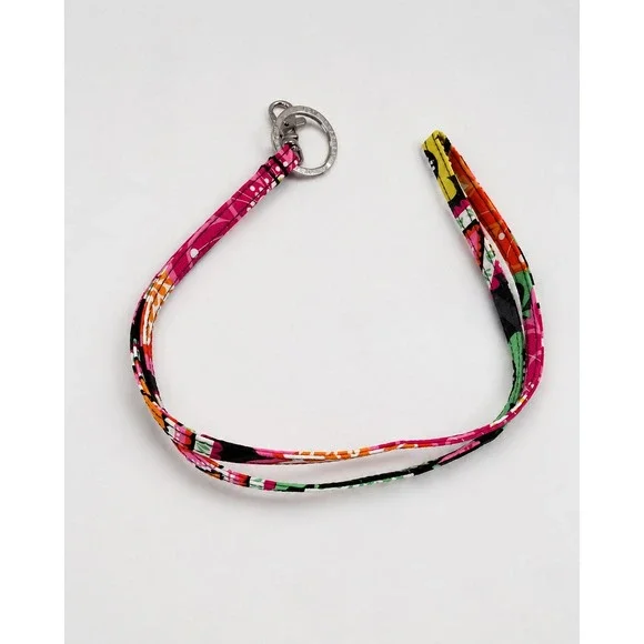 Vera Bradley Colorful Floral Fabric Lanyard Key Ring Clip Pink Multicolor