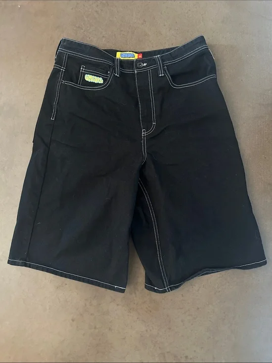 Empyre Black Men’s Jean Shorts with White Stitching
